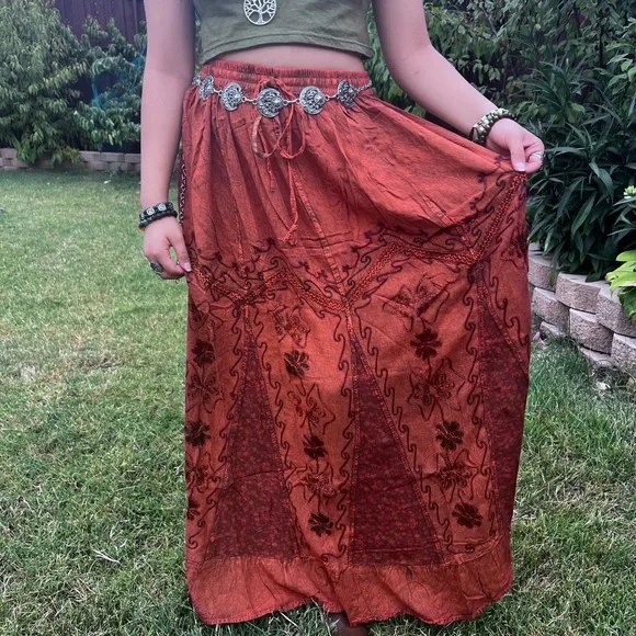 Rustic Patchwork Embroidered Boho Skirt - Picture 6 of 16